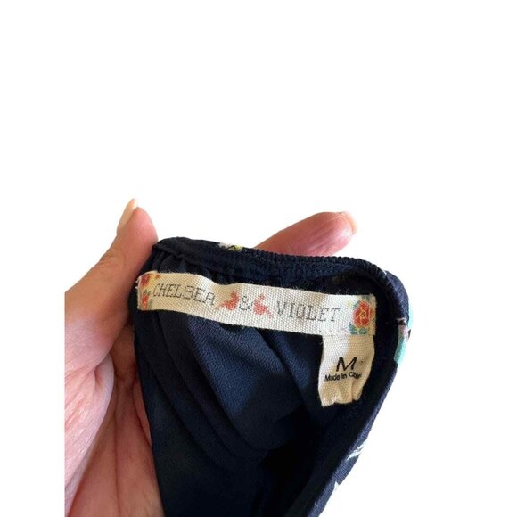 Chelsea & Violet Navy Backless Halter Maxi Dress Bird Print Draw String Closure - Picture 8 of 9